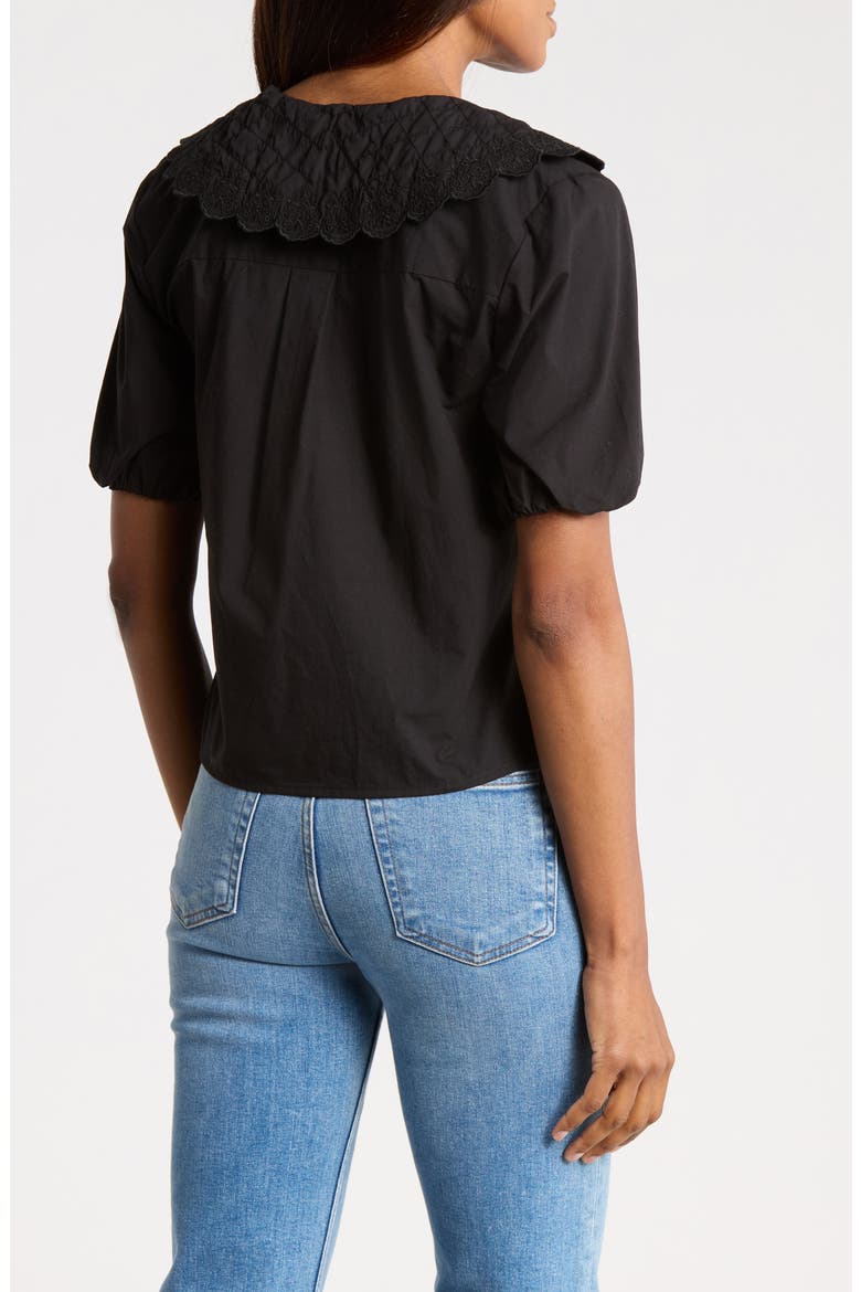 Embroidered Scallop Collar Top, Alternate, color, BLACK