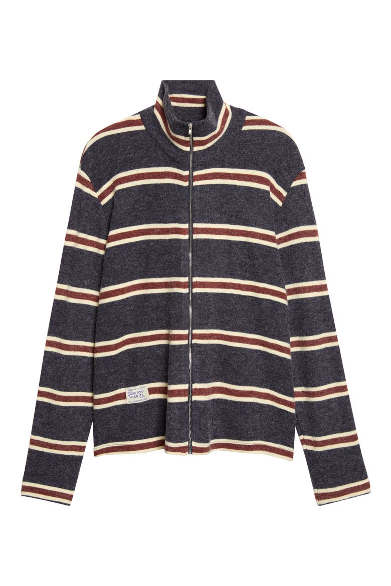 Striped Zip Up Funnel Neck Jacket, Main, color, NAVY