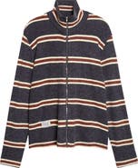 SONG FOR THE MUTE Striped Zip Up Funnel Neck Jacket