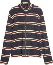SONG FOR THE MUTE Striped Zip Up Funnel Neck Jacket