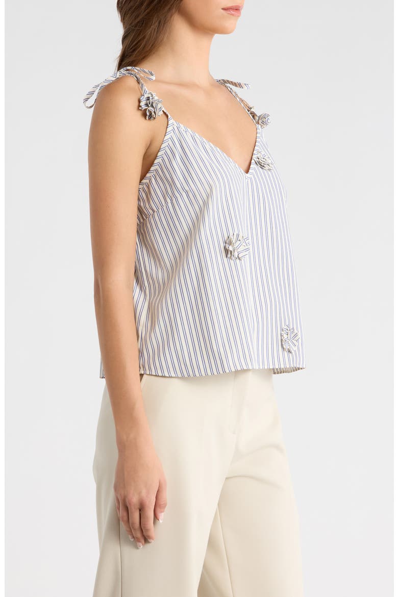 Paige Rosette Detail Stripe Cotton Blend Take, Alternate, color, SAND NAVY STRIPE