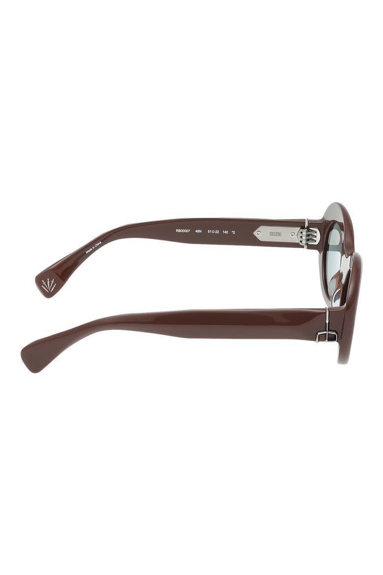 51mm Oval Sunglasses, Alternate, color, SHINY CAPPUCCINO/ GREEN LENSES