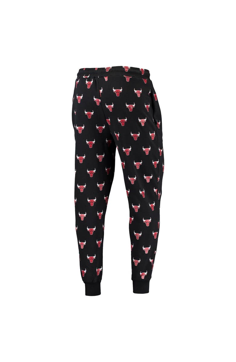THE WILD COLLECTIVE Black Chicago Bulls Allover Logo Jogger Pants, Alternate, color, Black