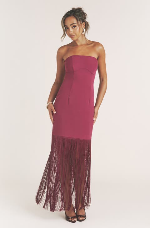 Fringe Bandeau Maxi Dress