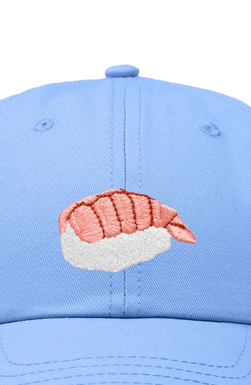 Dalix Shrimp Sushi Embroidered Dad Cap In Light Blue