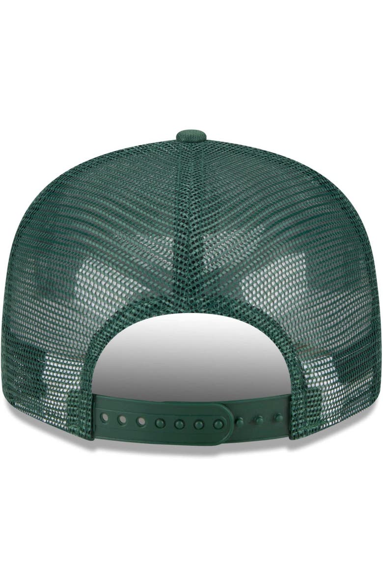 New Era Men's New Era Green Green Bay Packers Collegiate Trucker 9FIFTY Snapback Hat, Alternate, color,