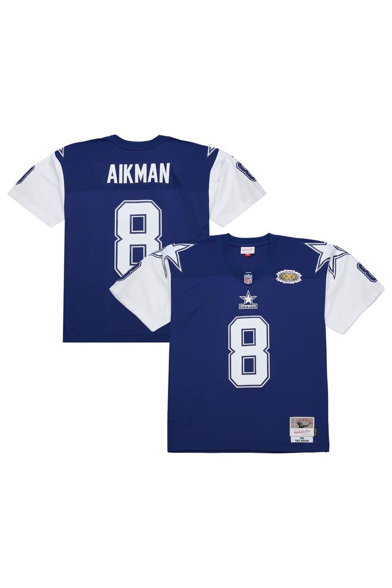 Men's Mitchell & Ness Troy Aikman Navy Dallas Cowboys 1995 Legacy Replica Jersey, Main, color, Navy