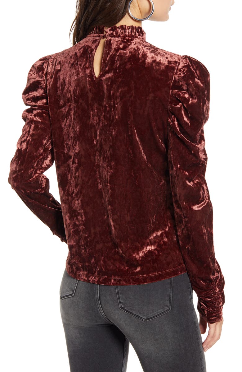 WAYF Erika Victorian Crushed Velvet Top, Alternate, color,