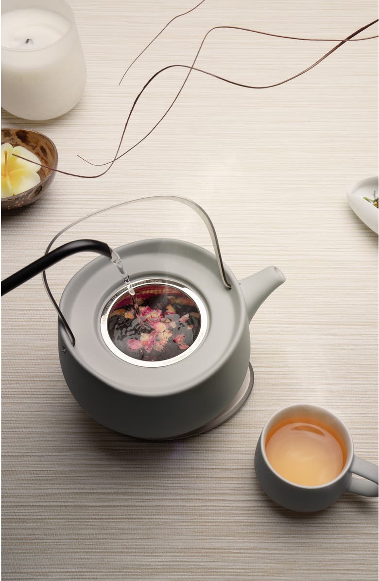 OHOM INC Leiph Self-heating Teapot Set, Alternate, color, Soft Gray