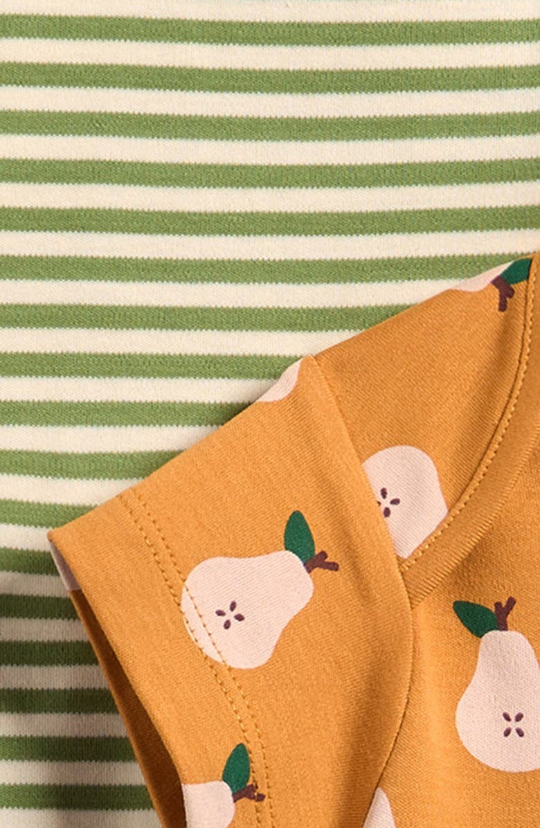 Little Green Radicals Summer Pears 2-Pack Assorted Organic Cotton Bodysuits, Alternate, color, Gold