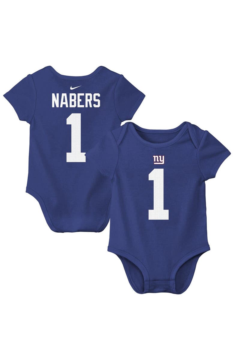 Nike Newborn & Infant Nike Malik Nabers Royal New York Giants Player Name & Number Bodysuit, Main, color, Royal