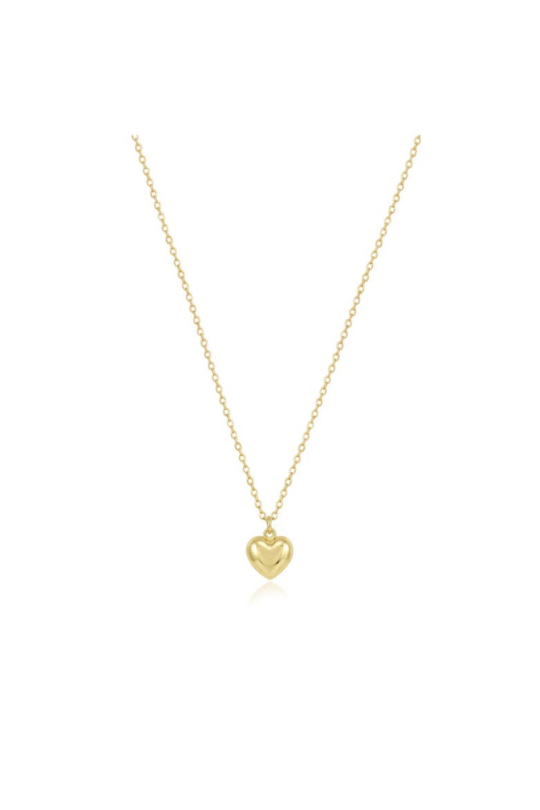 Puffy Classic Single Heart Necklace, Main, color, Gold Plated Sterling Silver