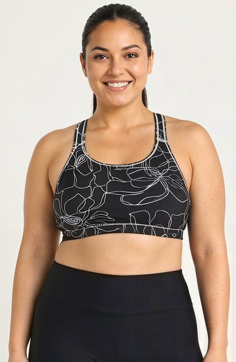 Plus Size Racerback Swim Bra With Removable Cups