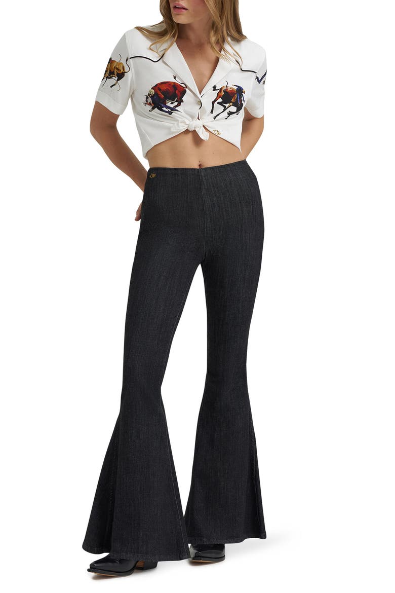 x Lainey Wilson Pull-On Bell Bottom Jeans, Alternate, color, BLACK