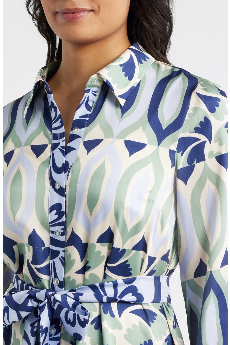 Mixed Print Mini Shirtdress, Alternate, color, GREEN MULTI