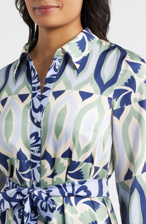 Julia Jordan Mixed Print Mini Shirtdress In Blue