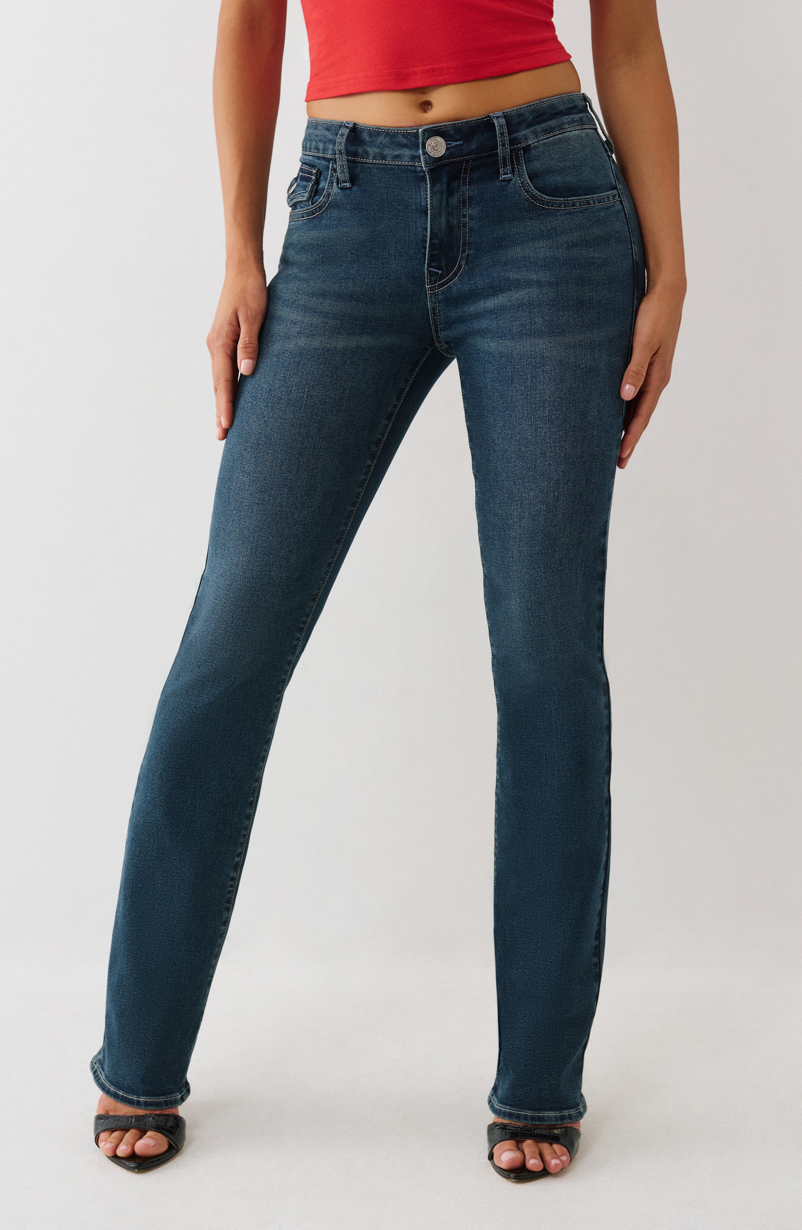 True Religion Billie Mid Rise Straight Leg Jeans
