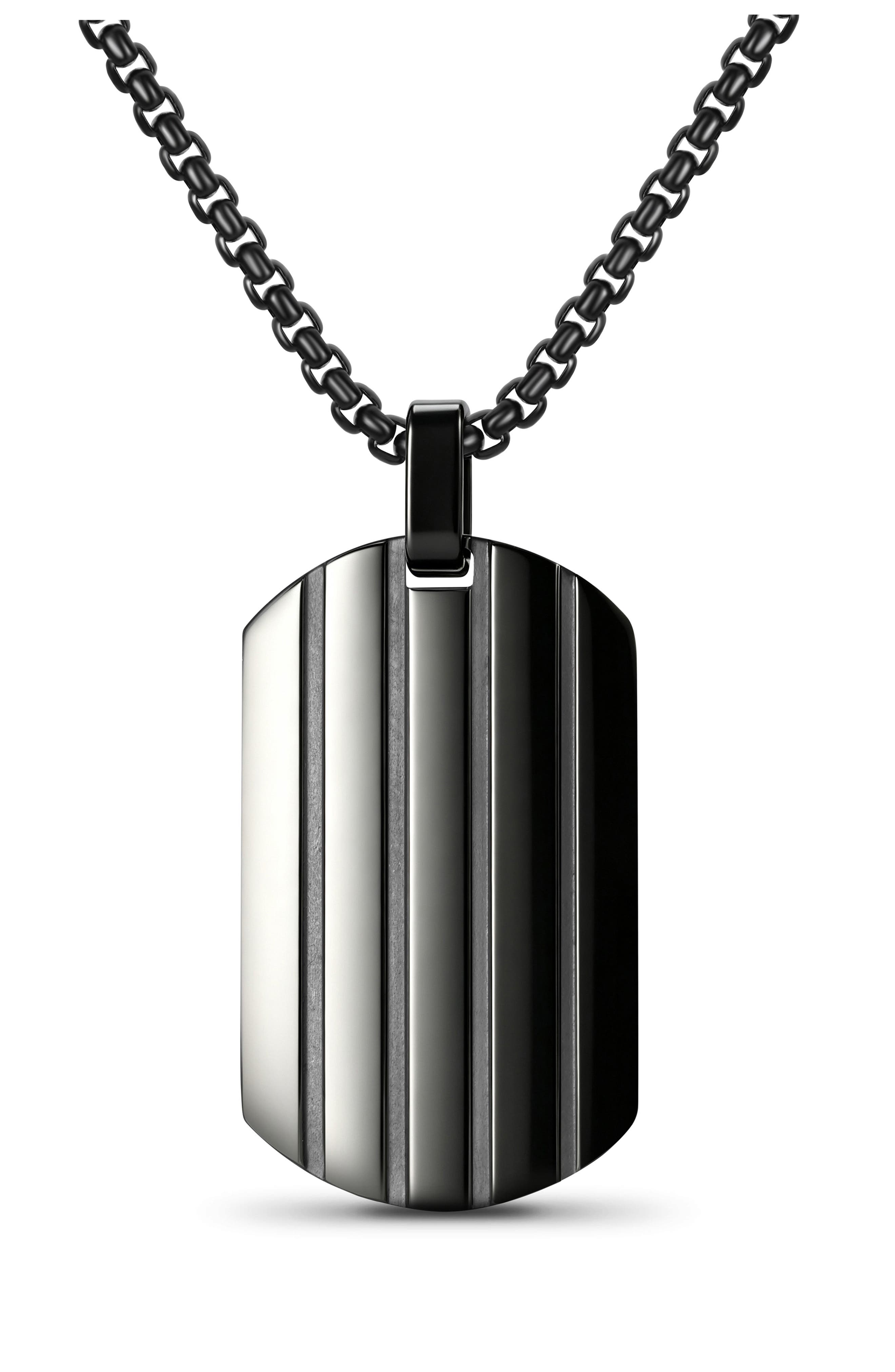 Men's Striped Dog Tag Necklace