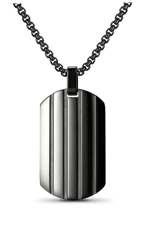 Men's Striped Dog Tag Necklace
