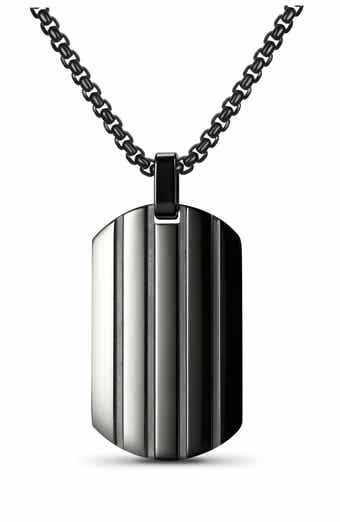 Men's Striped Dog Tag Necklace