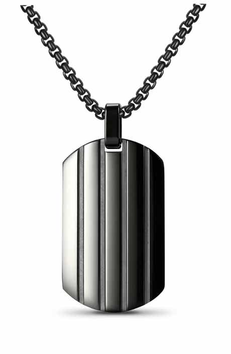 Men's Striped Dog Tag Necklace