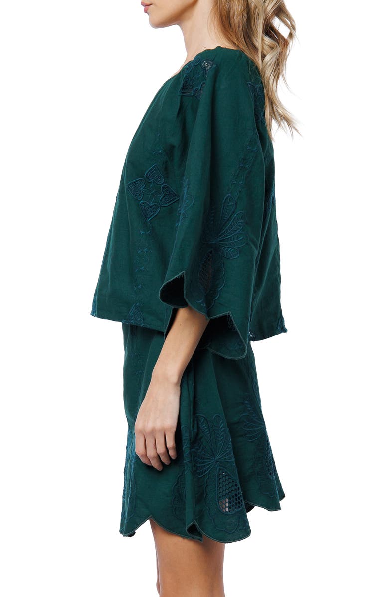 CIEBON Roxanne Embroidered Cotton Top, Alternate, color, Green