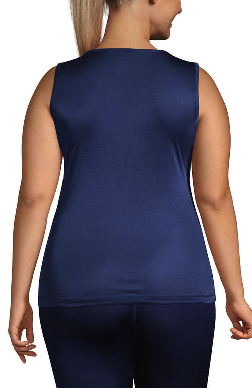 Lands' End Petite Silk Interlock Thermal Long Underwear Base Layer Tank Top In Blue