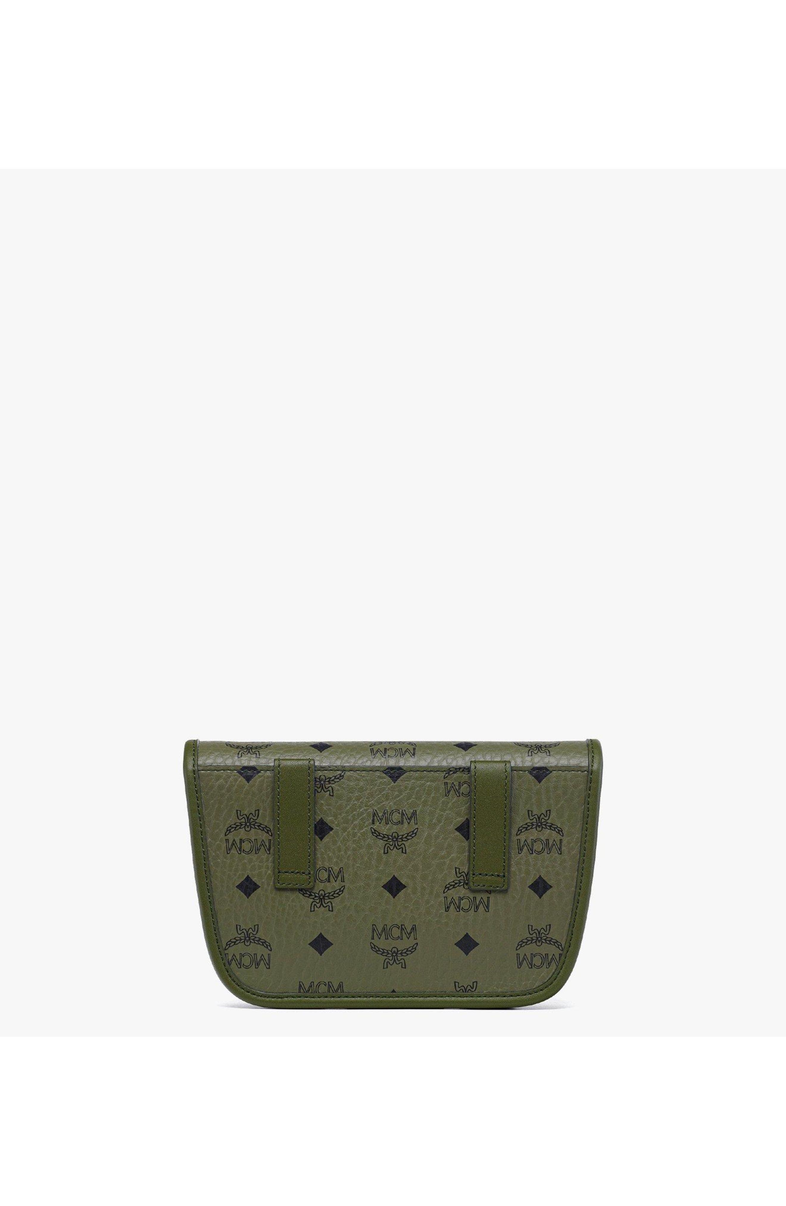 MCM Aren Messenger Bag in Visetos, Alternate, color, Green