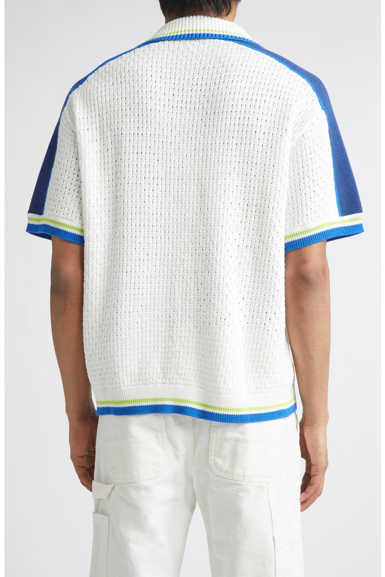 Mixed Stitch Sweater Camp Shirt, Alternate, color, COTTON BLEND