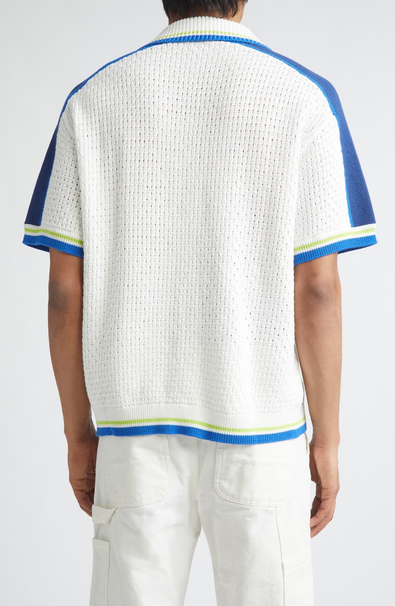 Casablanca Mixed Stitch Sweater Camp Shirt, Alternate, color, Cotton Blend