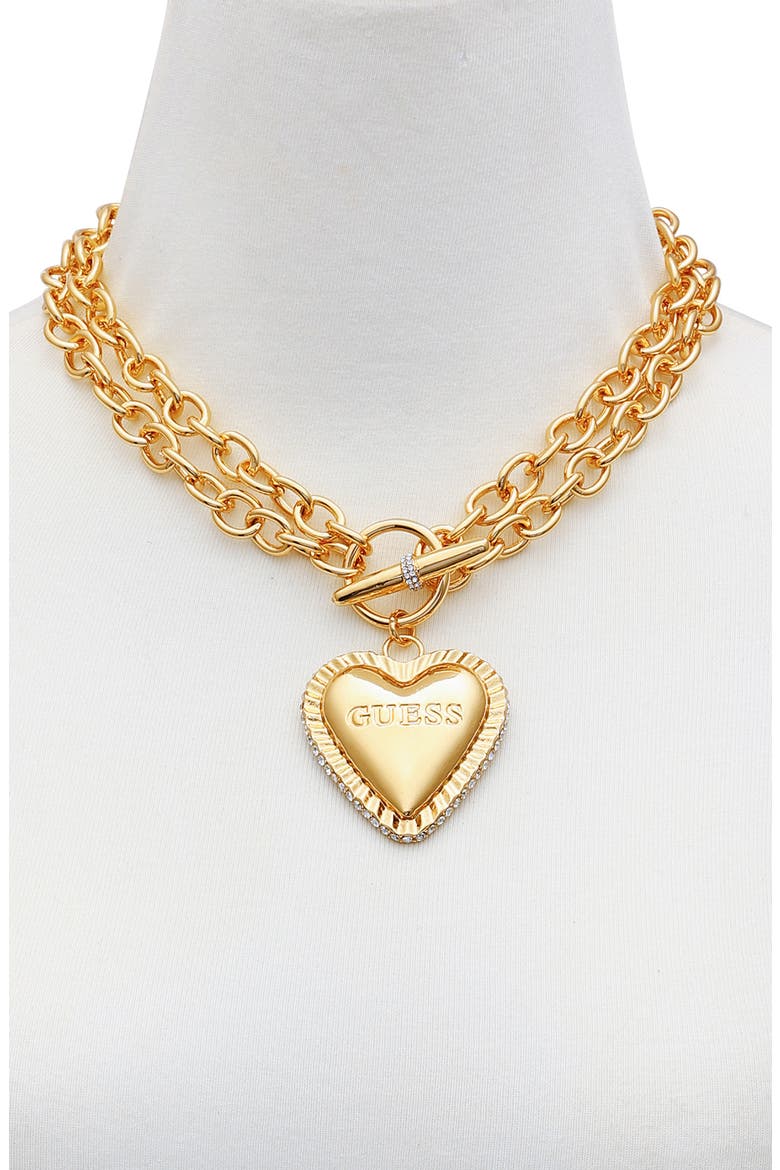 Heart Pavé Pendant Toggle Necklace, Alternate, color, GOLD TONE