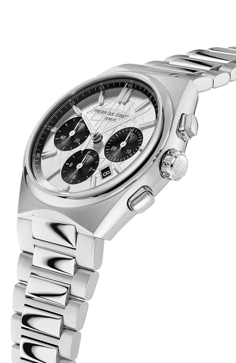 FREDERIQUE CONSTANT Highlife Chronograph Automatic Bracelet Watch, 41mm, Alternate, color, Silver-Tone