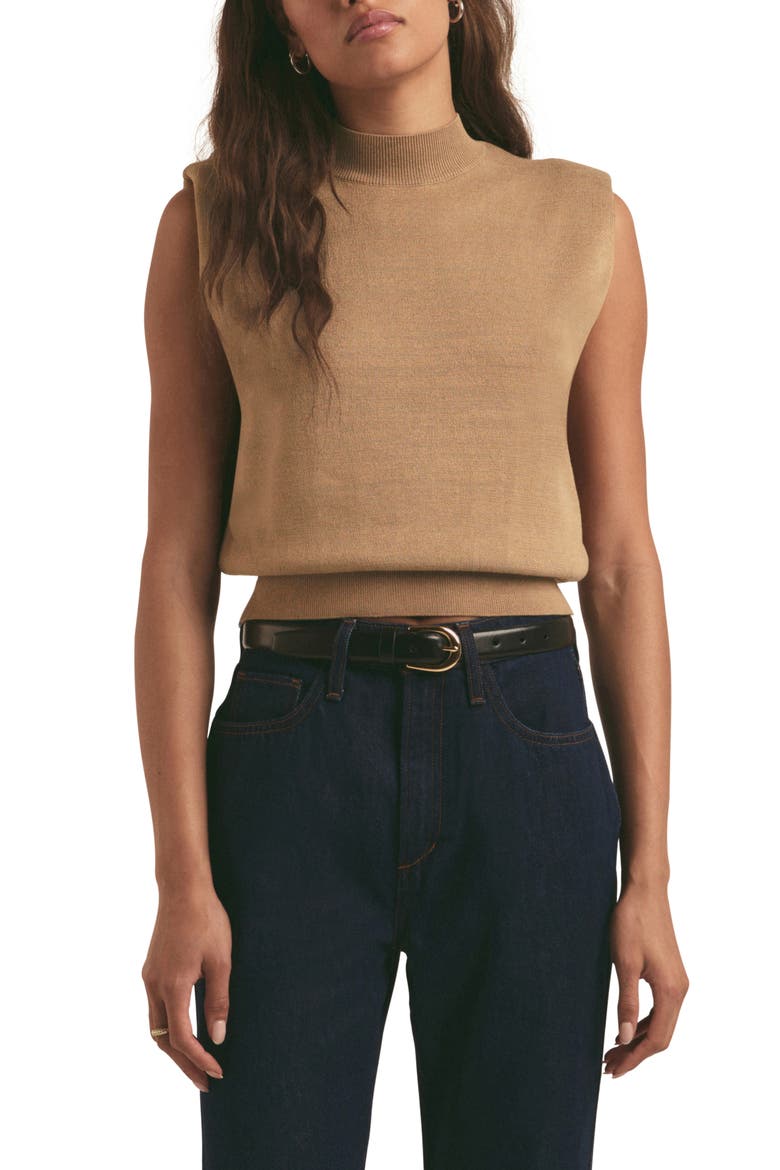 The Whitney Sleeveless Knit Crop Top, Main, color, TOBACCO