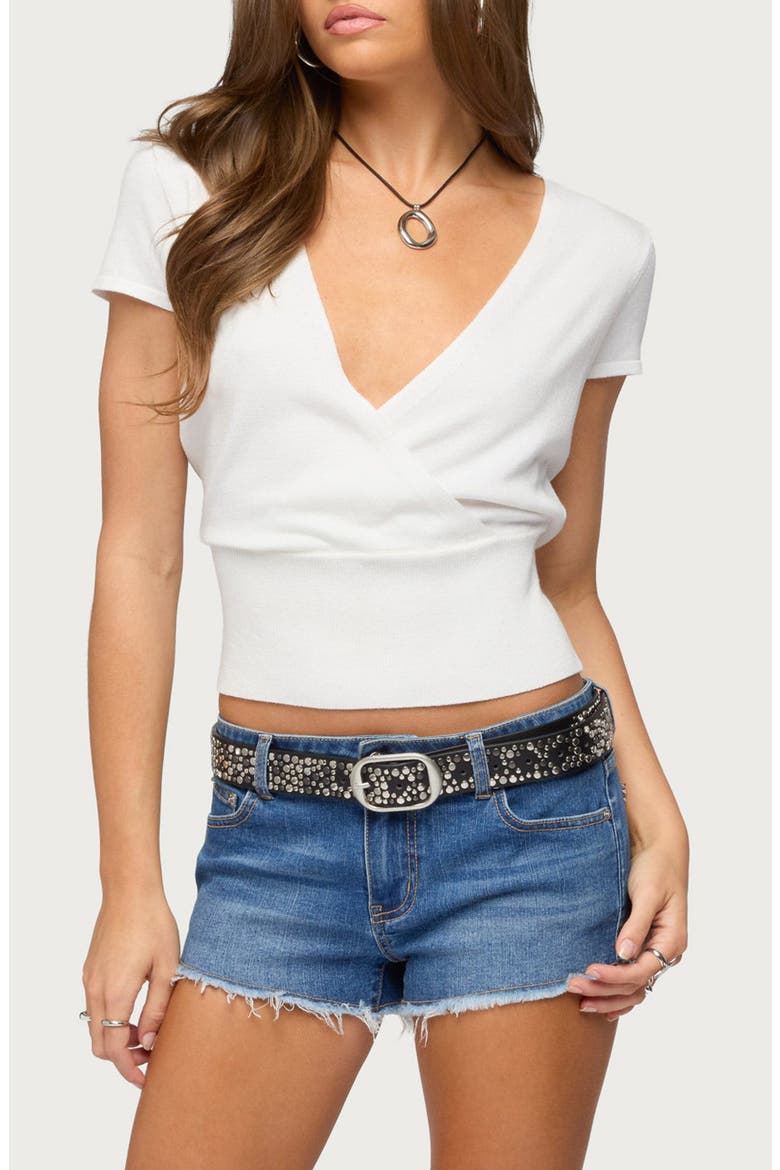 Vaila Tie Back Crop Knit Top, Main, color, WHITE