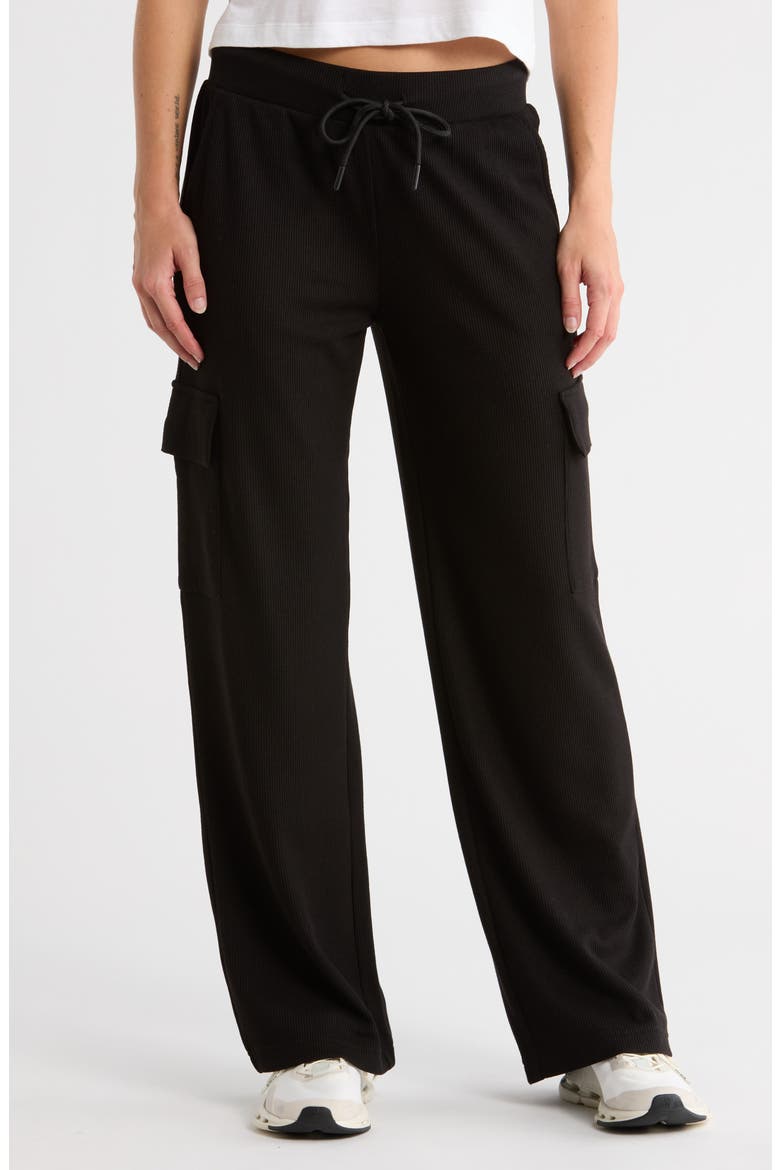Waffle Knit Cargo Pants, Main, color, BLACK