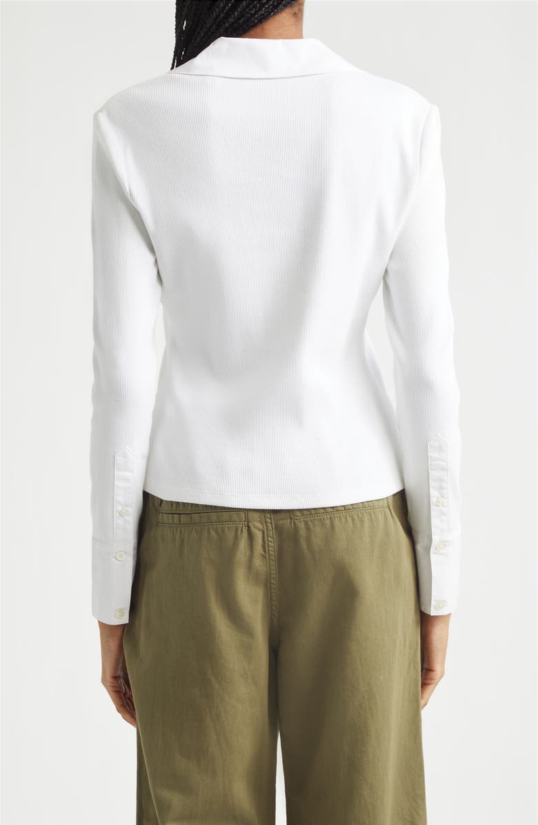 Veronica Beard Brenner Stretch Cotton Rib Top, Alternate, color, White