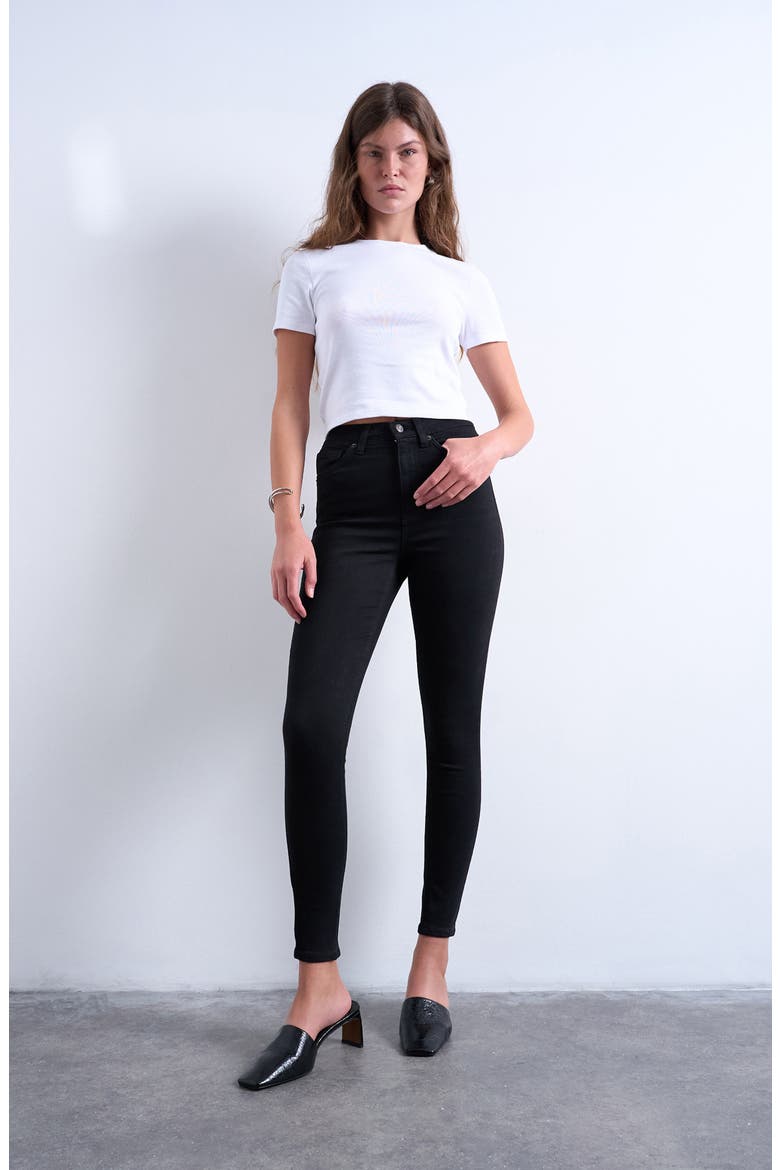 Jamie High Waist Skinny Jeans, Alternate, color, BLACK