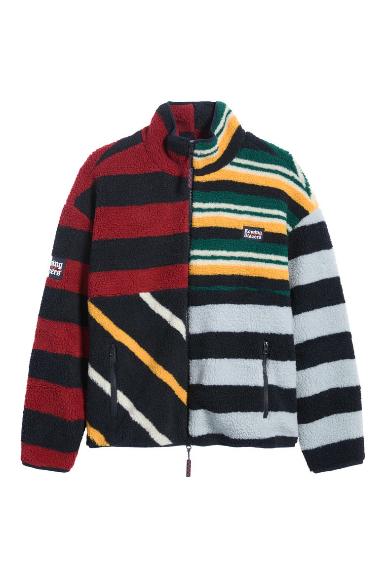 Mixed Stripe High Pile Fleece Jacket, Main, color, MULTI-COLOR