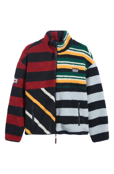 Mixed Stripe High Pile Fleece Jacket