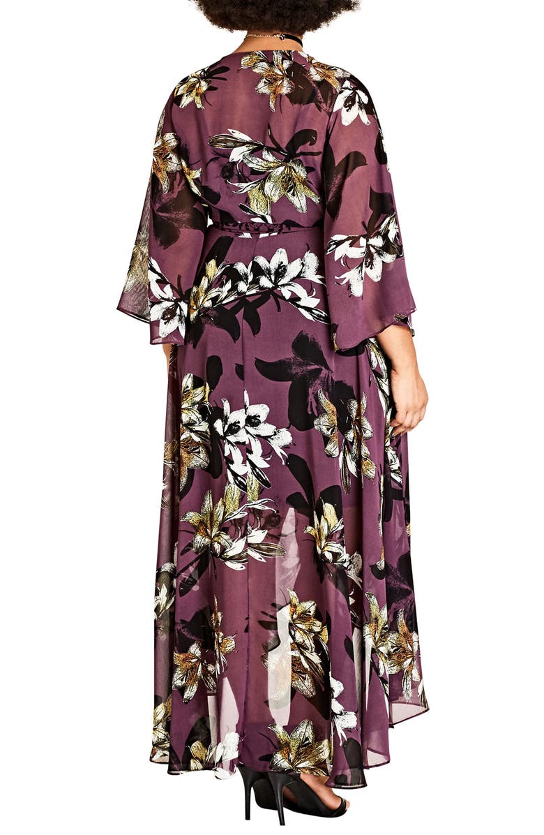 City Chic Burgundy Lily Maxi Dress, Alternate, color, 