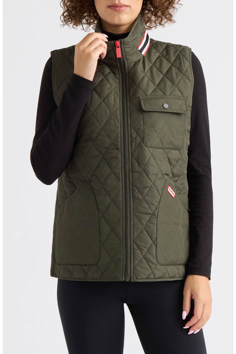 Becky Quilted Vest, Main, color, HUNTER GREEN