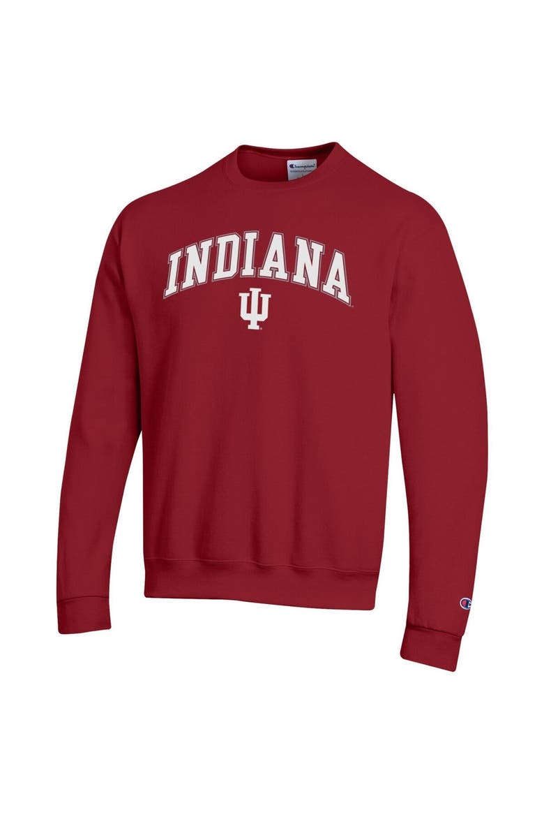 Men's Champion  Crimson Indiana Hoosiers Arch Over Logo Pullover Sweatshirt, Alternate, color, Crimson