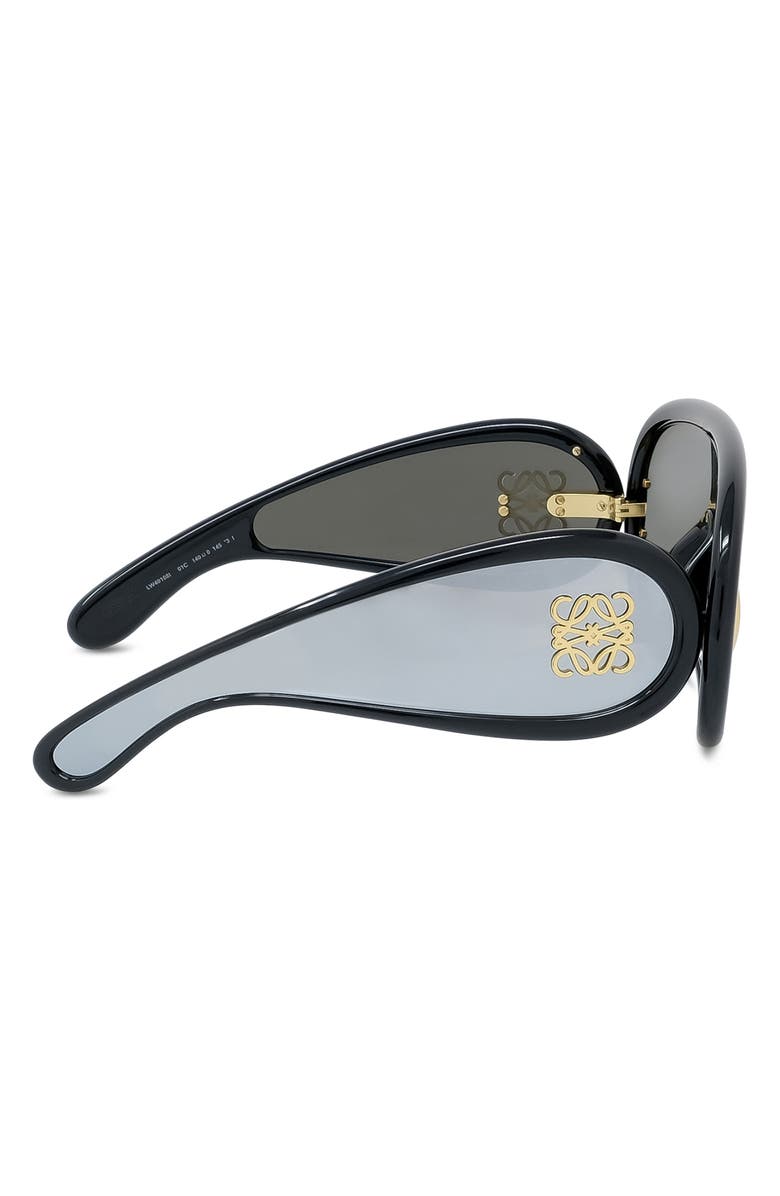 Loewe x Paula's Ibiza 56mm Mask Sunglasses, Alternate, color, Shiny Black / Smoke Mirror
