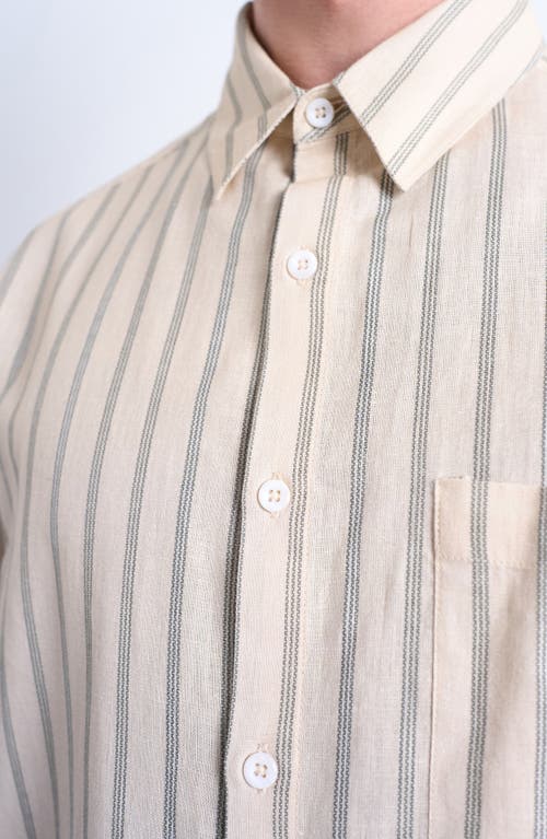 Topman Relaxed Fit Stripe Cotton & Linen Button-up Shirt In Pink