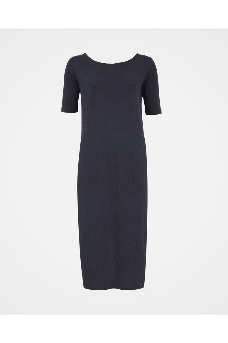 Linen Cotton Blend Button Back Dress, Alternate, color, Navy
