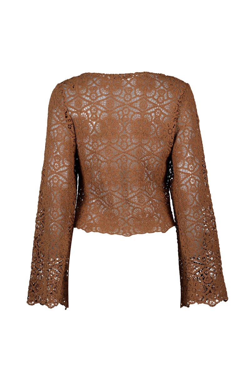 IVONNE Crew Neck Crochet Top, Alternate, color, Brown