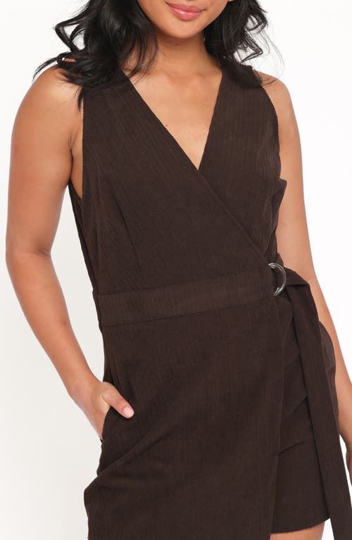 Petal And Pup Petal & Pup Vesper Corduroy Wrap Romper In Brown