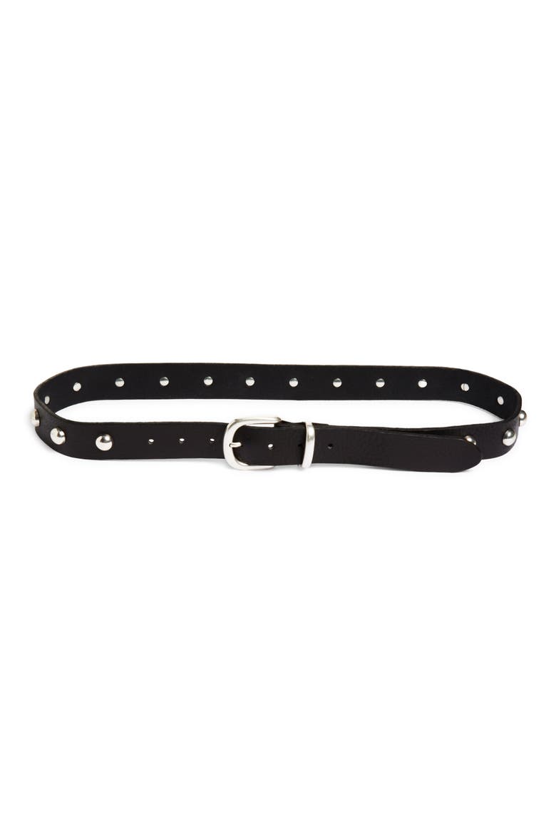 Rhodes Stud Leather Belt, Main, color, BLACK