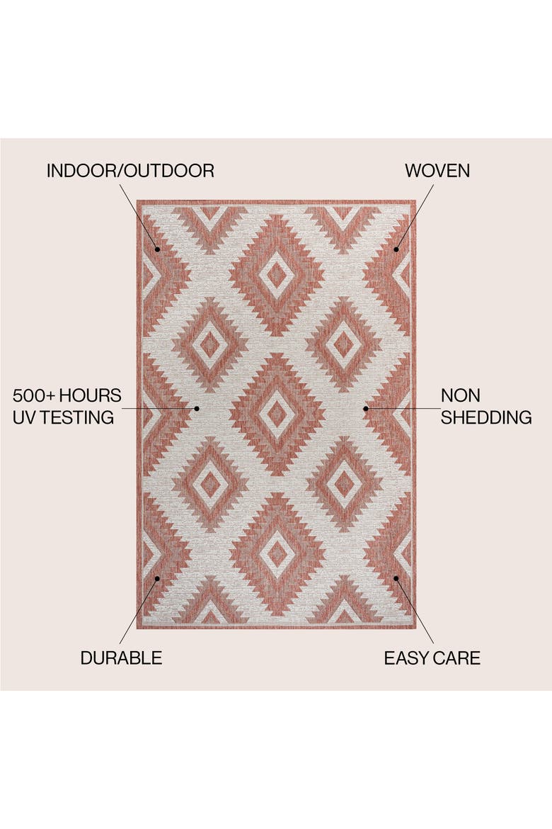 Lior Geometric Moroccan Diamond Indoor/Outdoor Area Rug, Alternate, color, Salmon/Cream