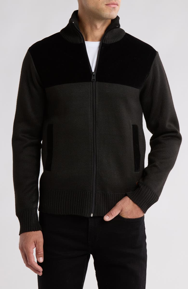 Buffalo Jeans Watchman Corduroy Trim Zip Cardigan, Main, color,